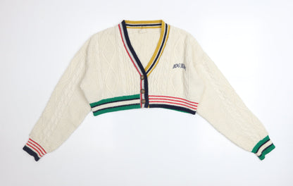 Urban Outfitters Women’s Ivory Cable-Knit Cropped Cardigan S