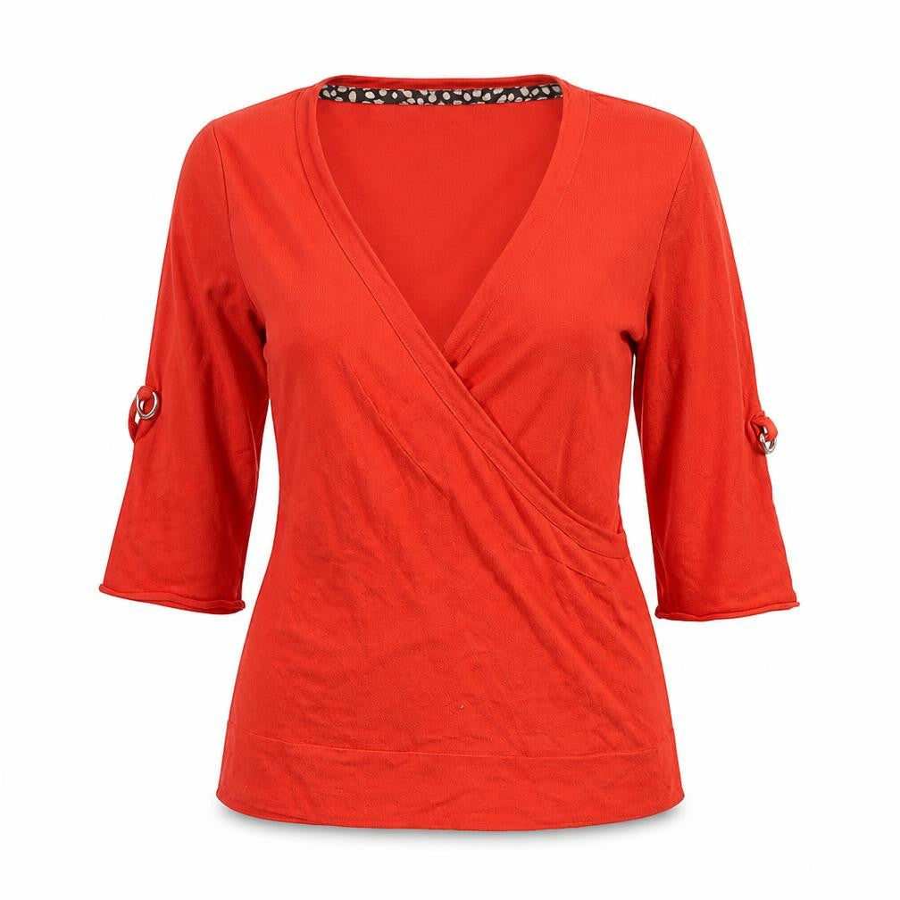 Womens UK Size 12 Laura Ashley Red Wrap Blouse