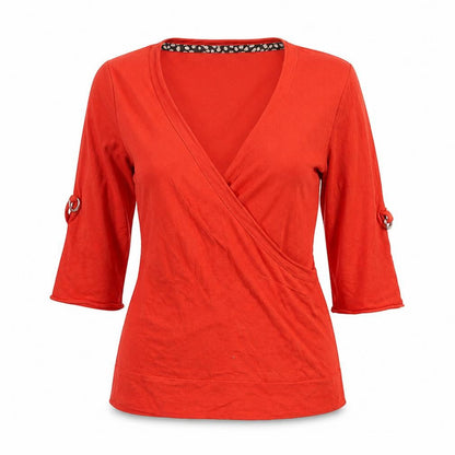 Womens UK Size 12 Laura Ashley Red Wrap Blouse