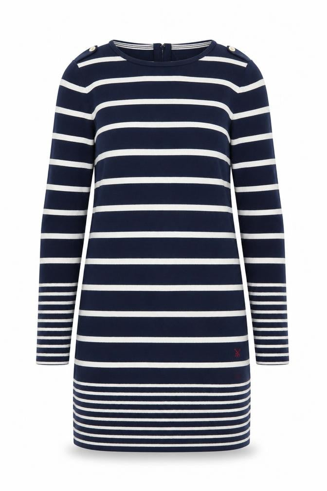 Crew Clothing Women Blue Striped Shift Dress Size 12