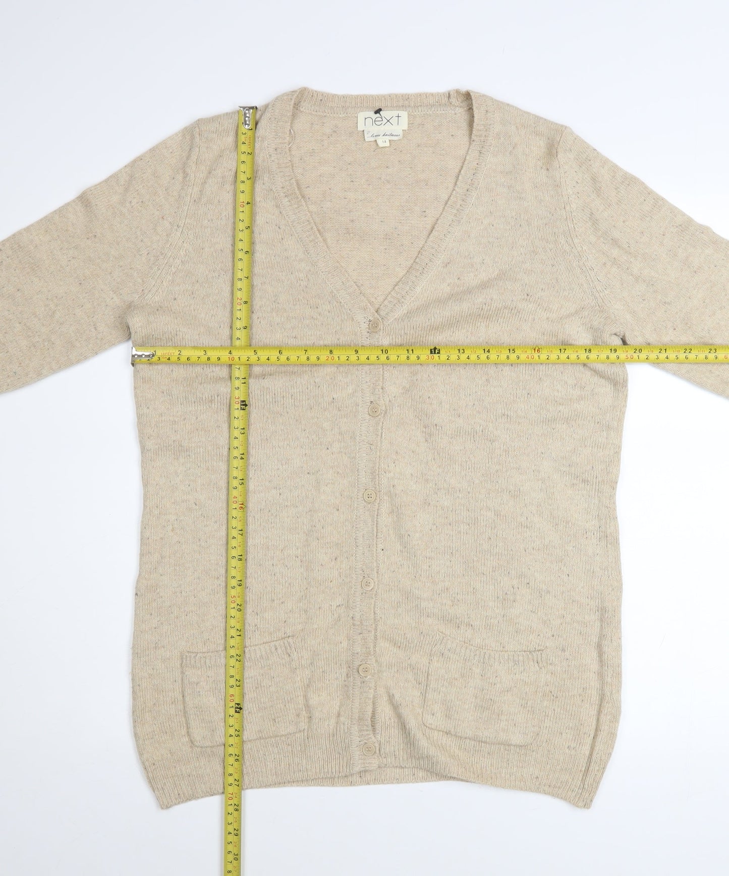 Womens UK Size 14 NEXT Beige Cardigan Jumper