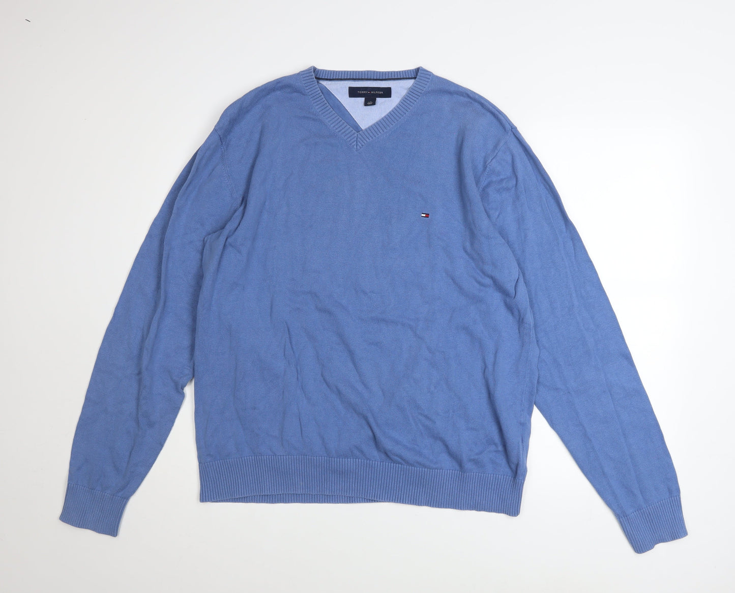 Mens UK Size L Tommy Hilfiger Blue Pullover Jumper