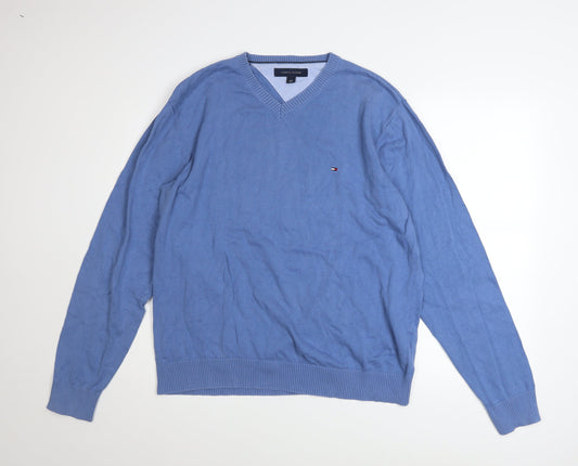 Mens UK Size L Tommy Hilfiger Blue Pullover Jumper