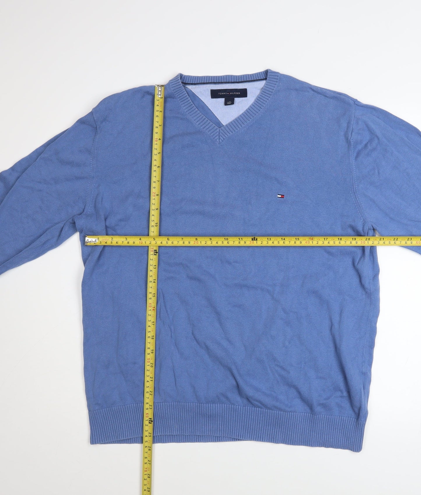 Mens UK Size L Tommy Hilfiger Blue Pullover Jumper