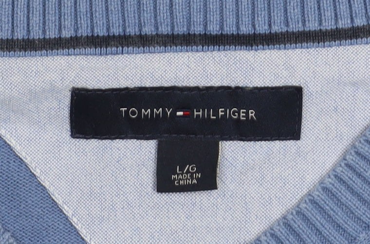 Mens UK Size L Tommy Hilfiger Blue Pullover Jumper