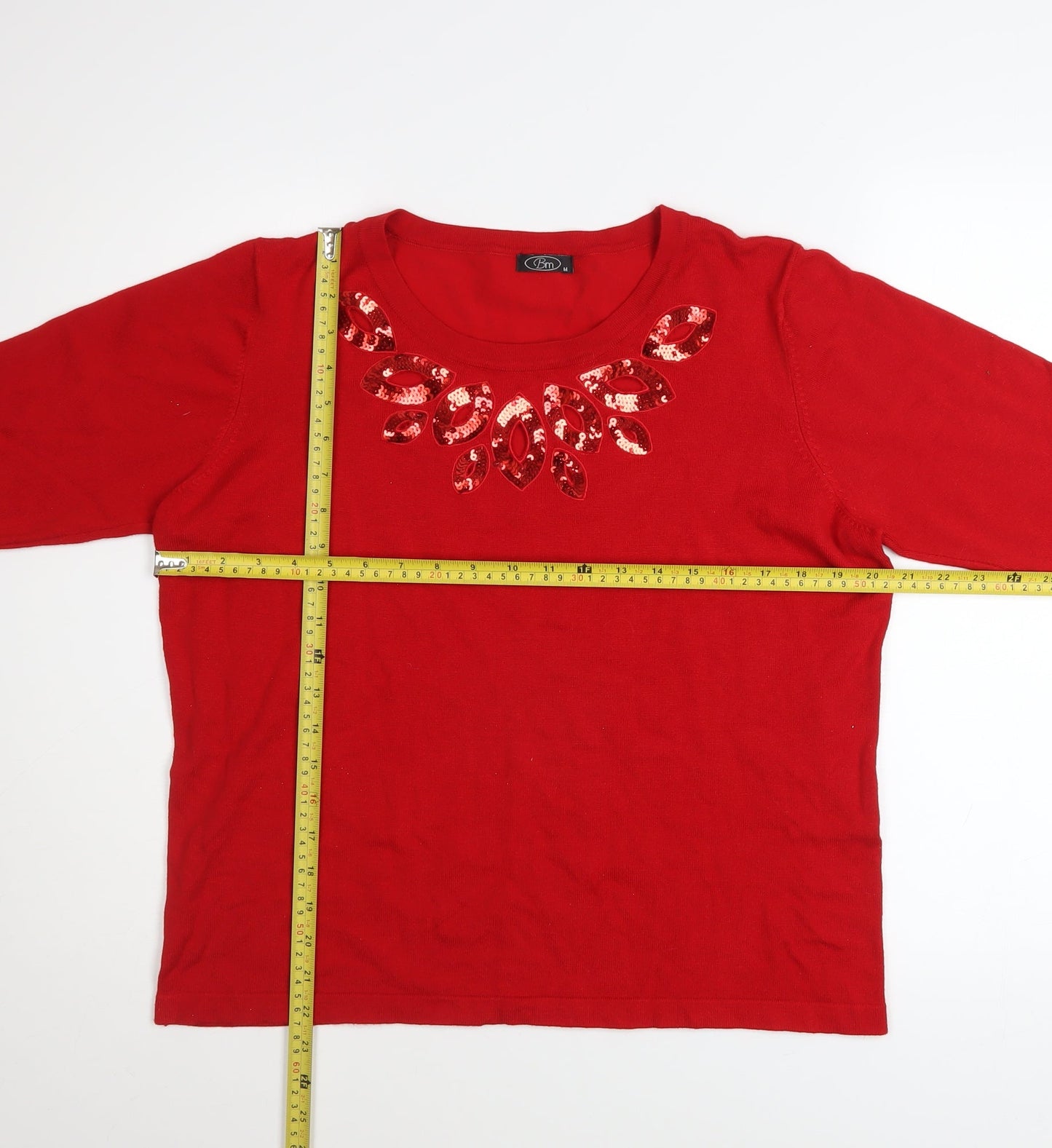 Womens UK Size M BM Red Pullover Jumper