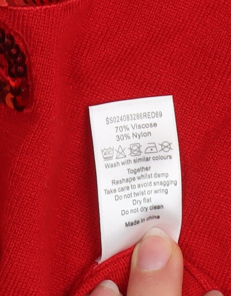 Womens UK Size M BM Red Pullover Jumper