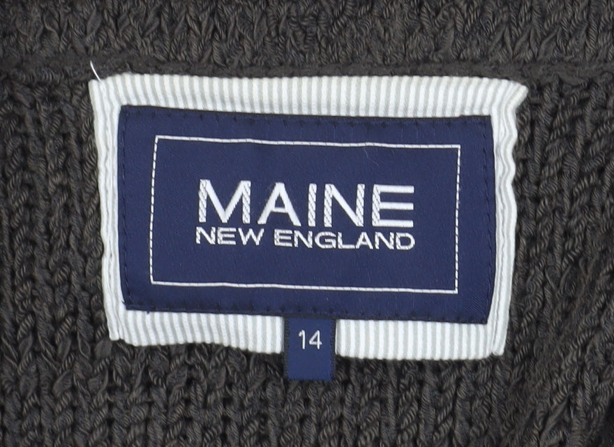 Womens UK Size 14 Maine New England Brown Cardigan Jumper