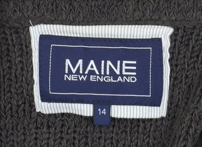 Womens UK Size 14 Maine New England Brown Cardigan Jumper