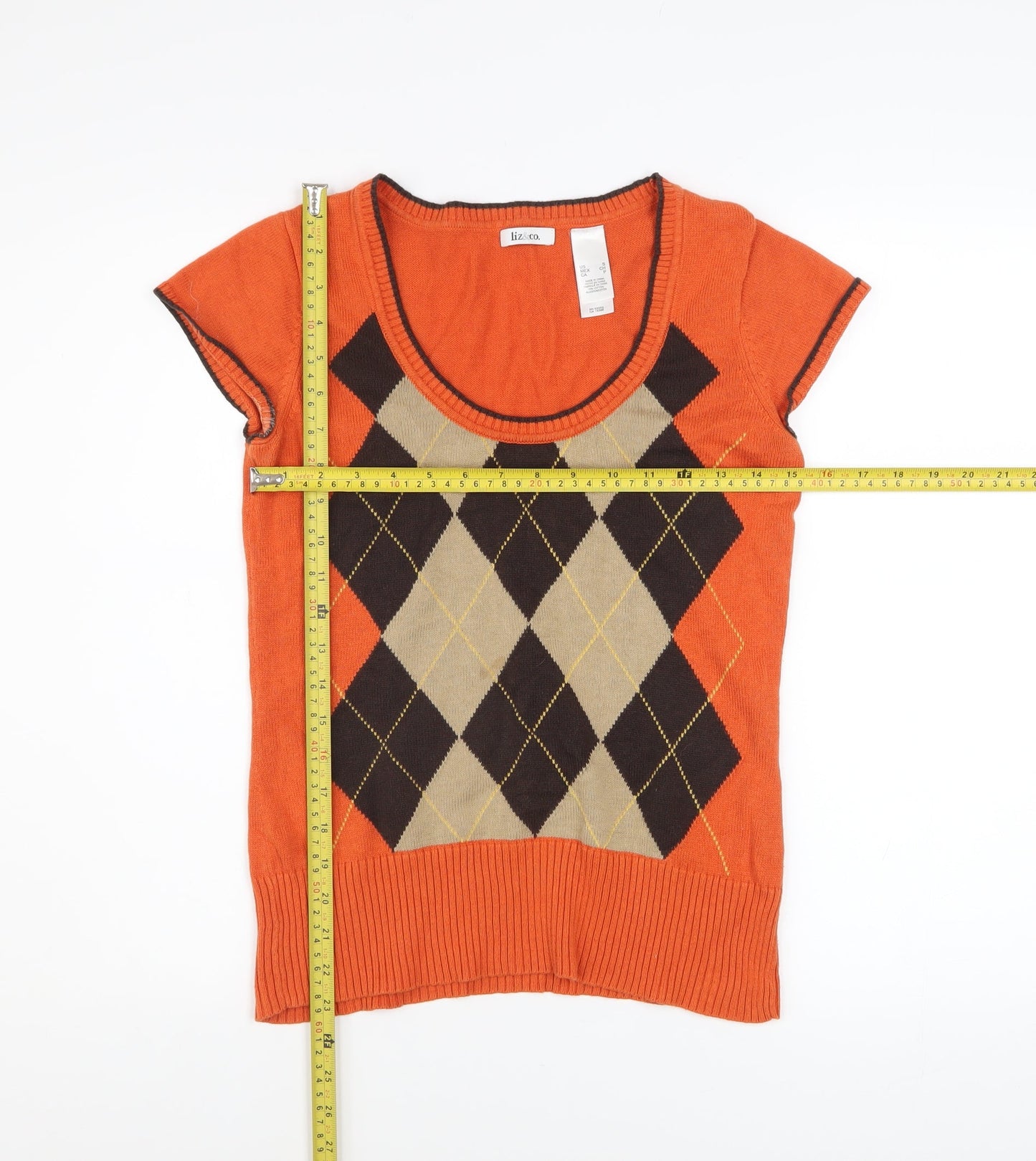 Womens UK Size S liz&co. Orange Basic T-Shirt