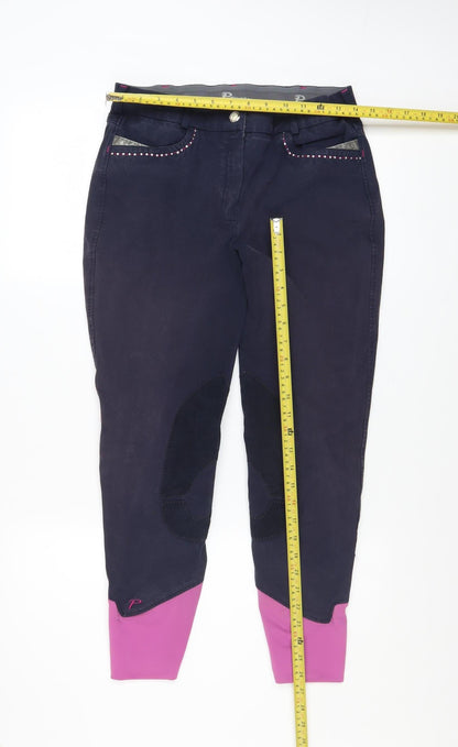 Womens UK Size 14 Performance Slim Fit Riding Blue Trousers