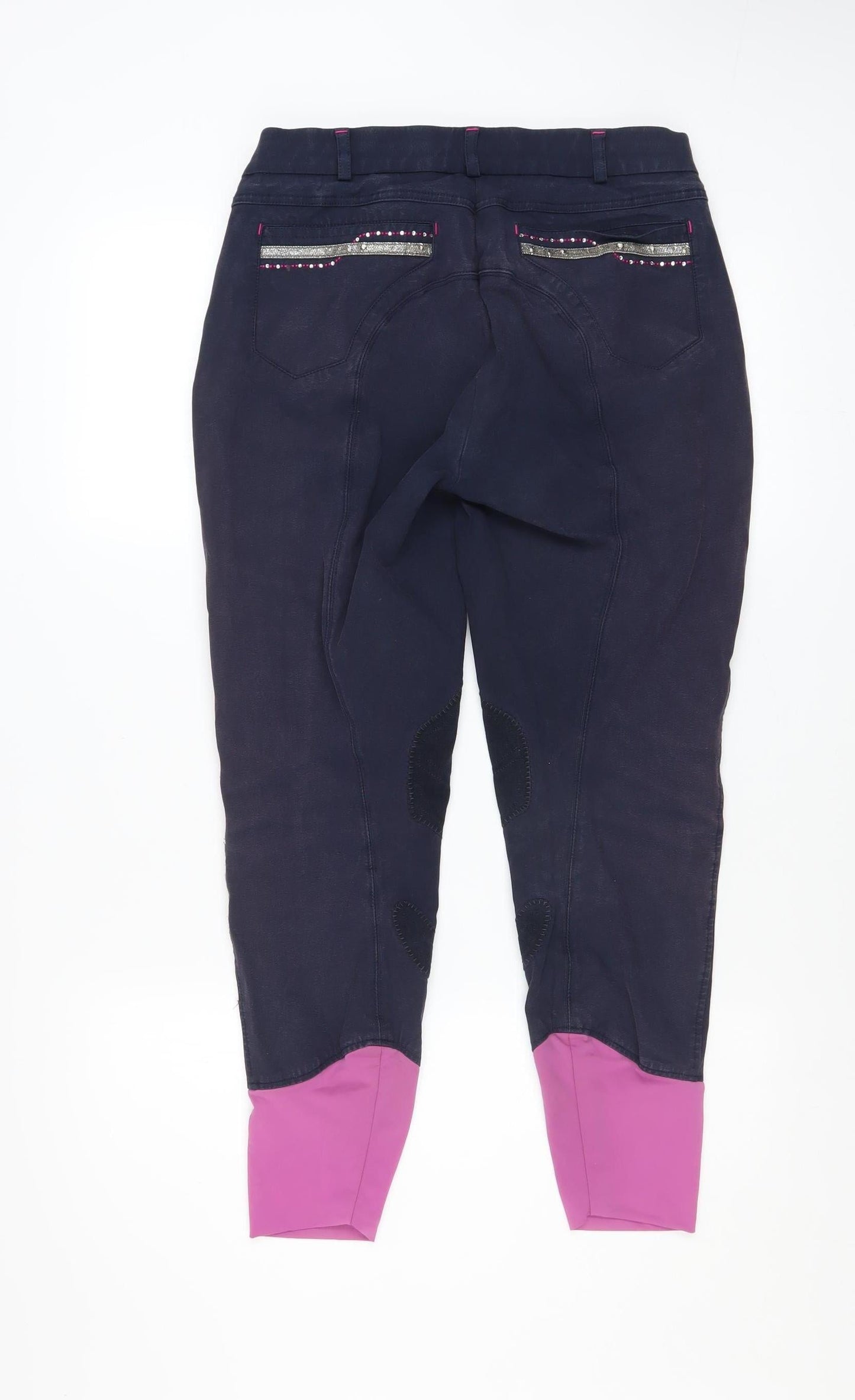 Womens UK Size 14 Performance Slim Fit Riding Blue Trousers