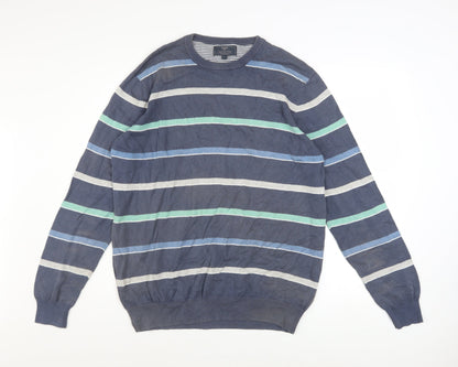 Mens UK Size L Atlantic Bay Blue Pullover Jumper