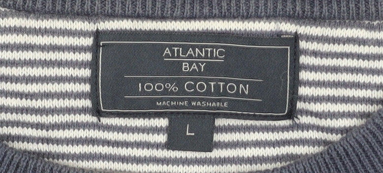 Mens UK Size L Atlantic Bay Blue Pullover Jumper