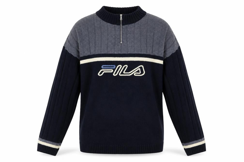 Mens UK Size L FILA Blue 1/2 Zip Jumper