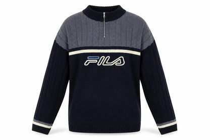 Mens UK Size L FILA Blue 1/2 Zip Jumper