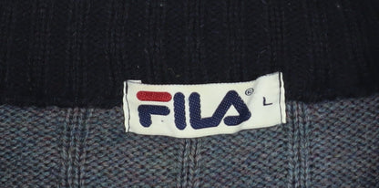 Mens UK Size L FILA Blue 1/2 Zip Jumper