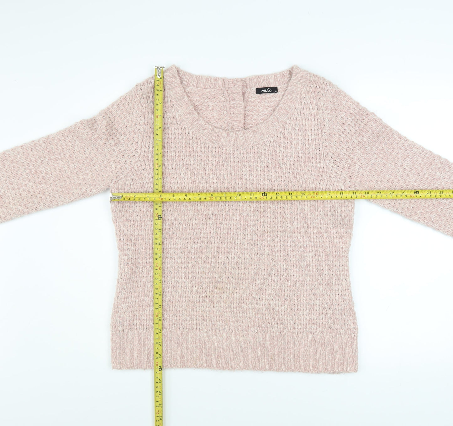 Womens UK Size M M&Co Pink Pullover Jumper