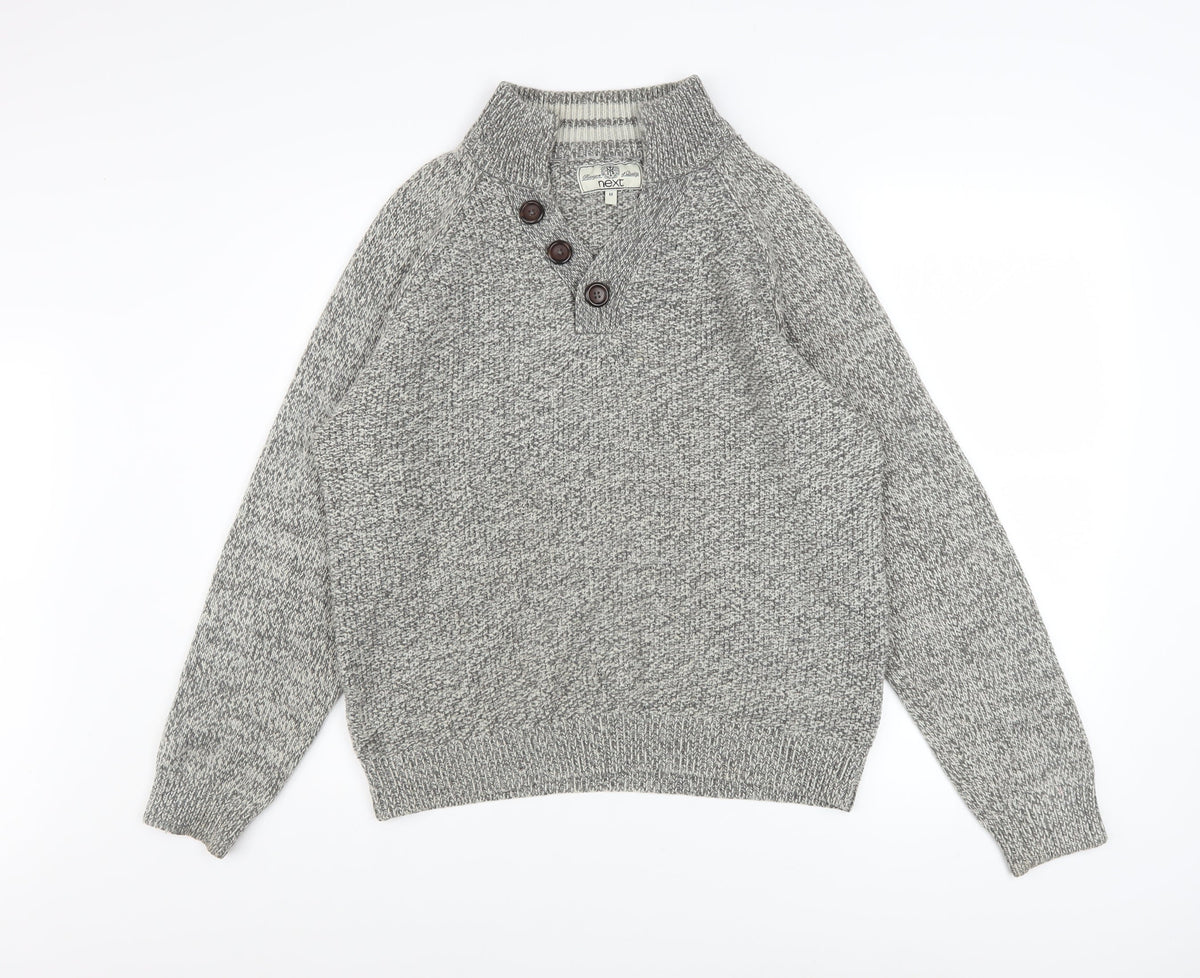 Mens UK Size M NEXT Grey Henley Jumper