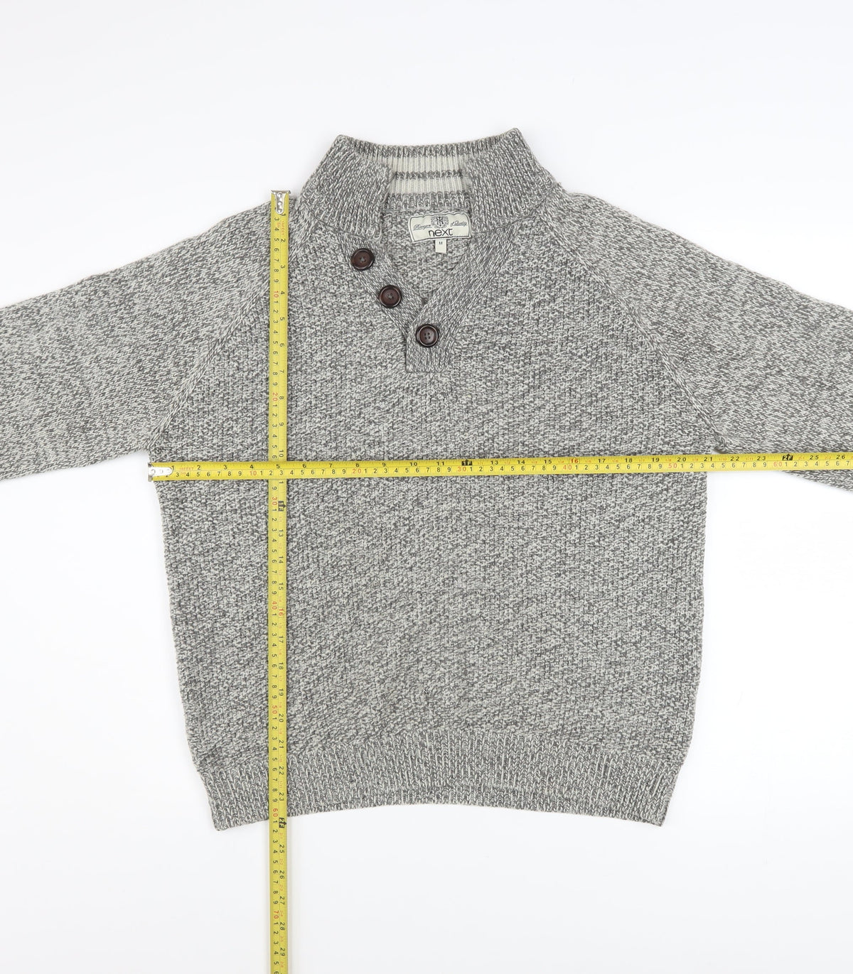 Mens UK Size M NEXT Grey Henley Jumper