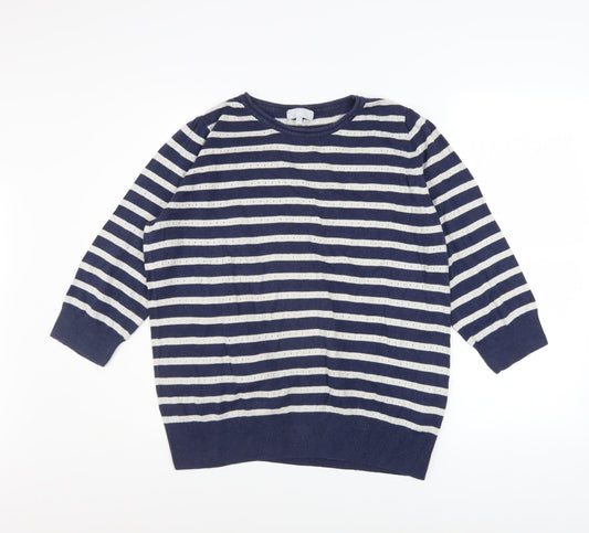 Red Herring Women's Blue Striped Cotton Jumper Size 16