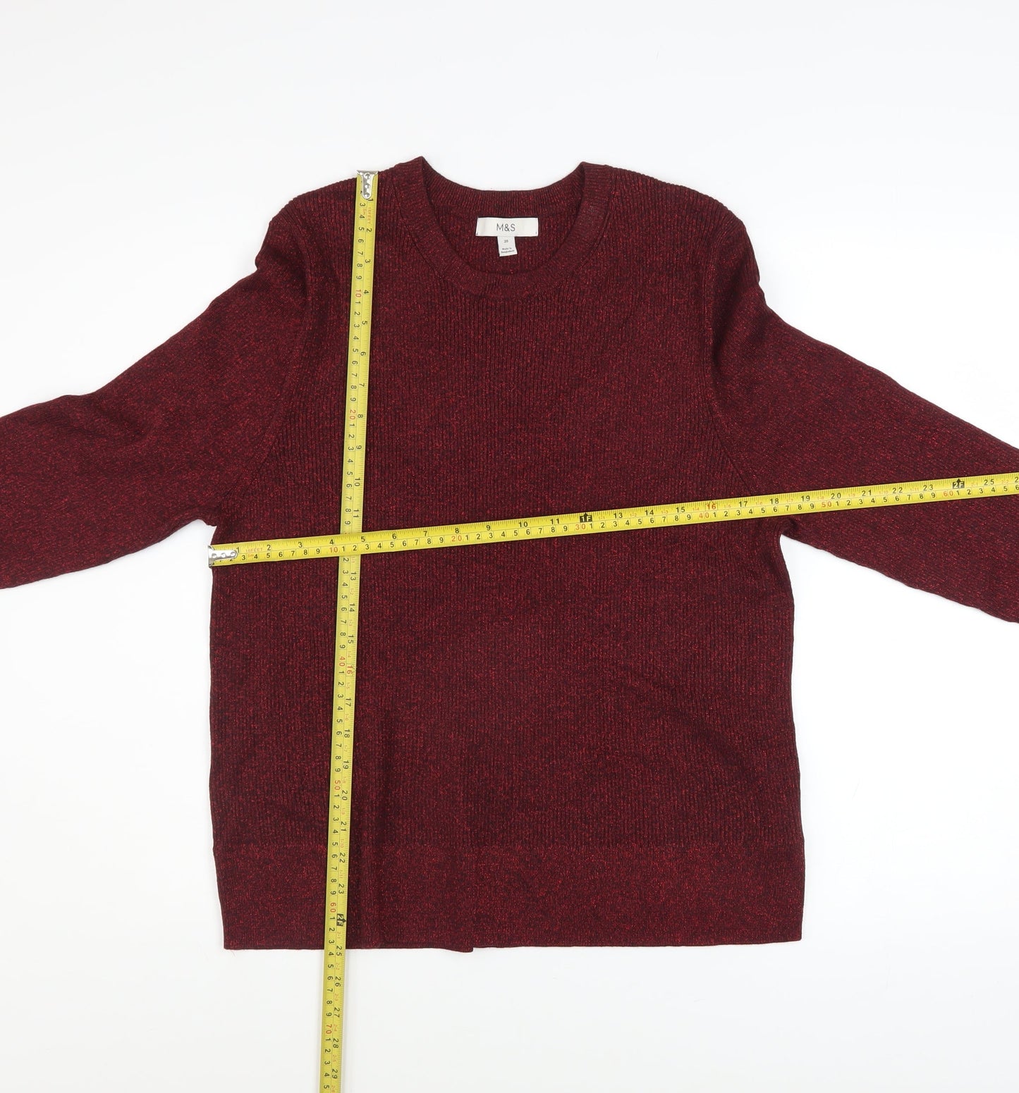 Womens UK Size 20 Marks and Spencer Red Pullover Jumper