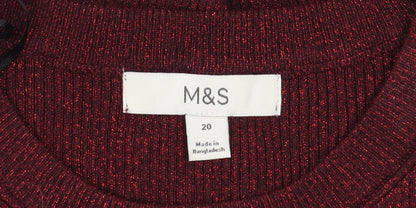 Womens UK Size 20 Marks and Spencer Red Pullover Jumper