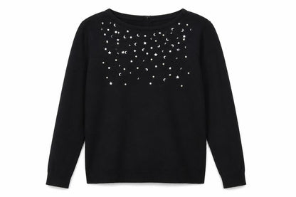 Love Knitwear Women's Black Embellished Star Jumper Size 14