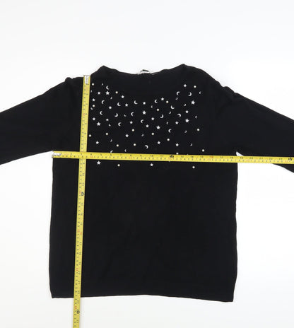 Love Knitwear Women's Black Embellished Star Jumper Size 14