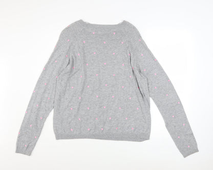 Vero Moda Womens Grey Heart Knit Pullover Jumper Size L