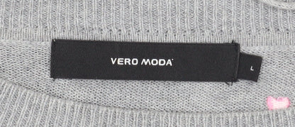 Vero Moda Womens Grey Heart Knit Pullover Jumper Size L