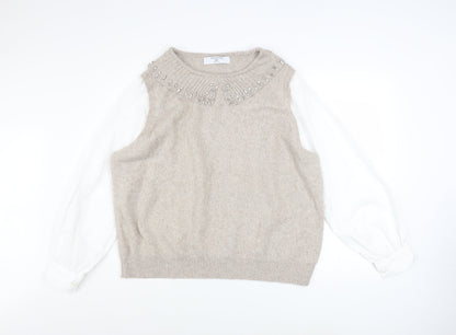 Womens UK Size 2XL Primark Beige Pullover Jumper