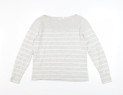 Gap Women’s Grey Striped Cotton Knit Pullover Jumper Size M