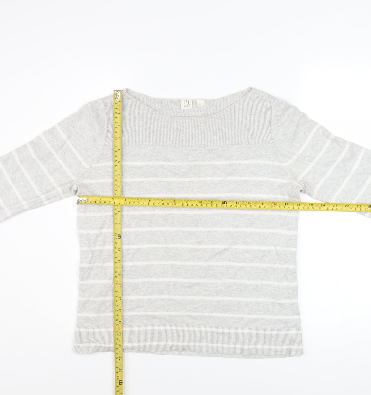 Gap Women’s Grey Striped Cotton Knit Pullover Jumper Size M