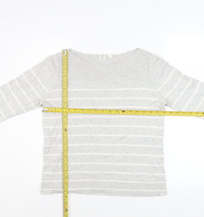 Gap Women’s Grey Striped Cotton Knit Pullover Jumper Size M