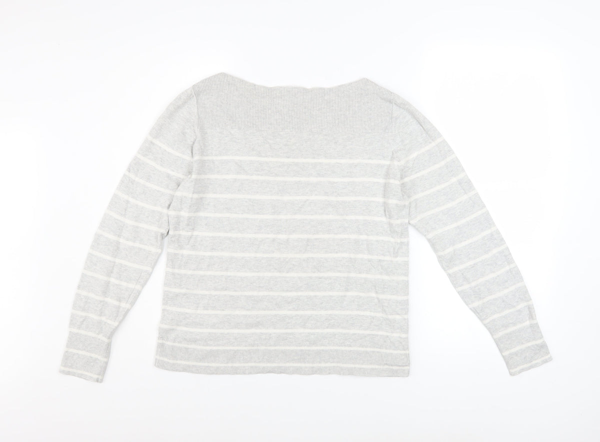 Gap Women’s Grey Striped Cotton Knit Pullover Jumper Size M