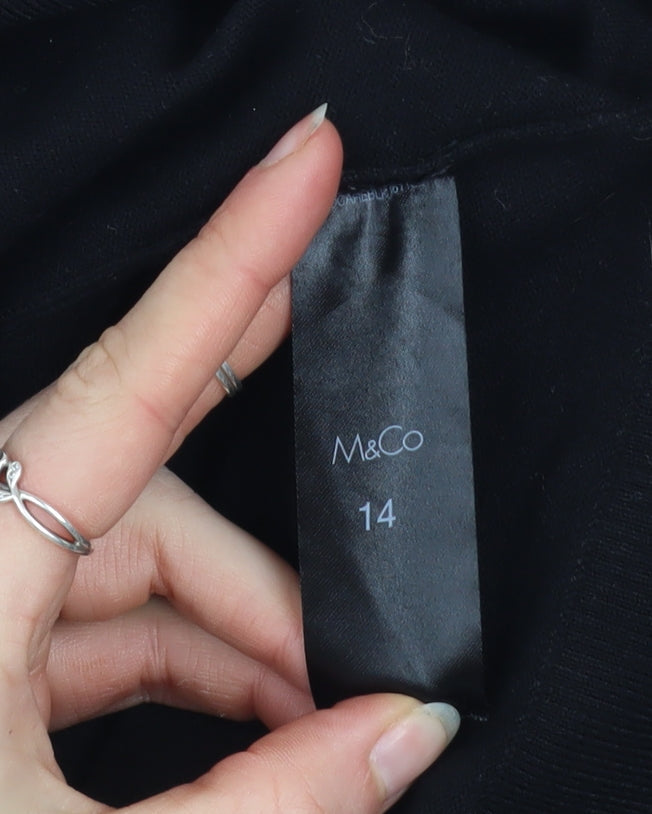 Womens UK Size 14 M&Co Black Pullover Jumper