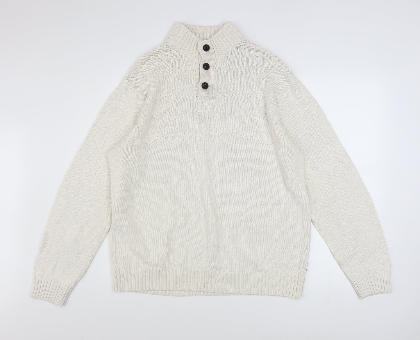 Mens UK Size L Chaps Ivory Henley Jumper