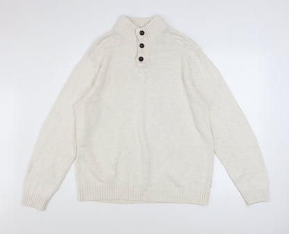 Mens UK Size L Chaps Ivory Henley Jumper