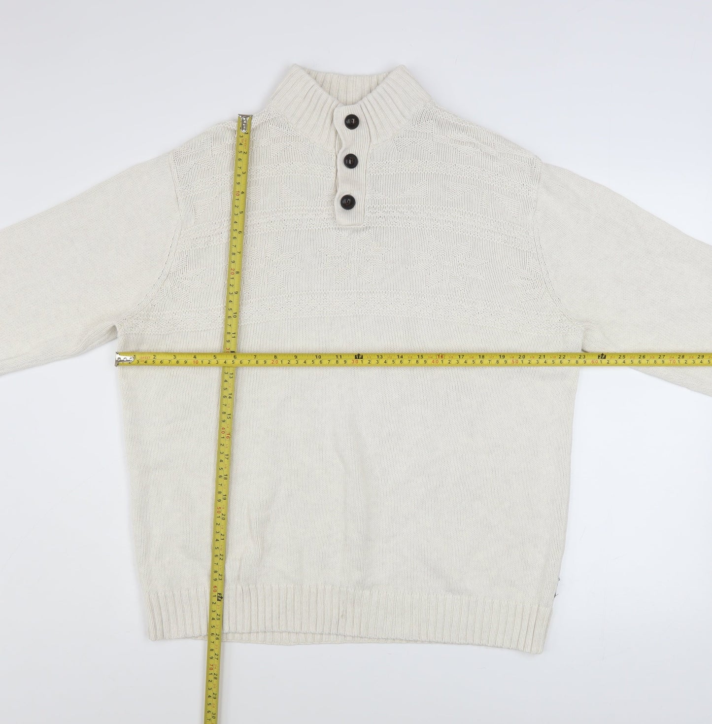 Mens UK Size L Chaps Ivory Henley Jumper