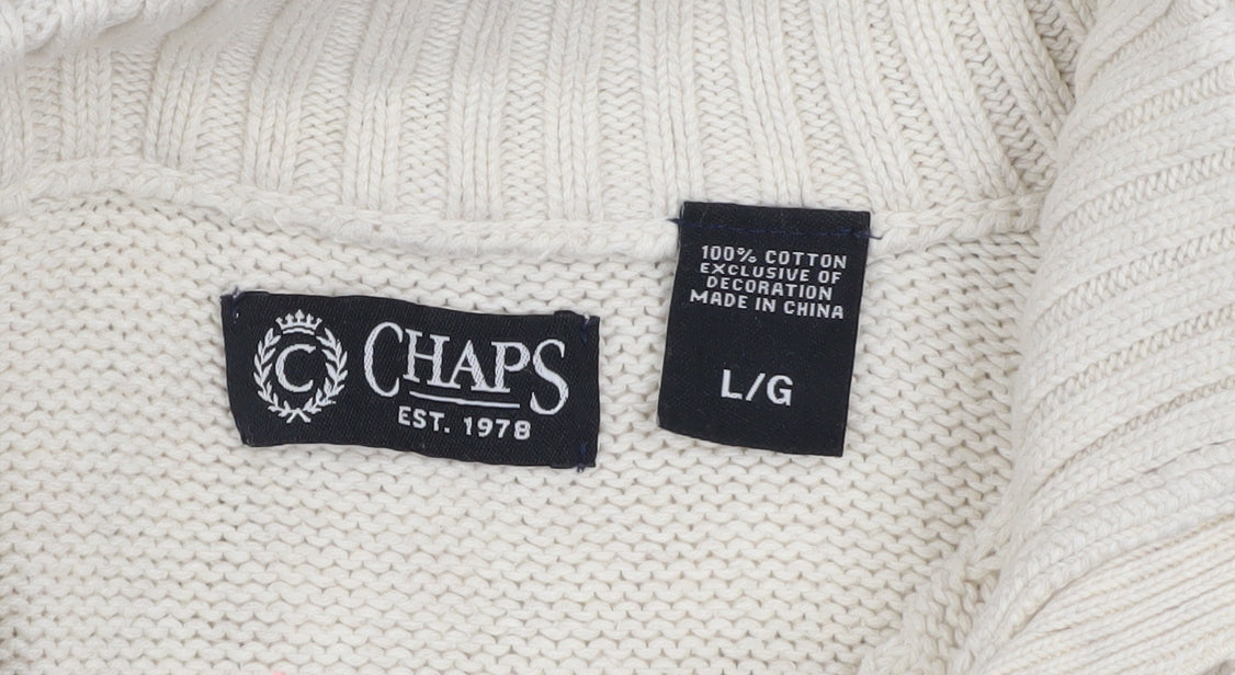 Mens UK Size L Chaps Ivory Henley Jumper