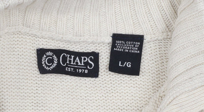 Mens UK Size L Chaps Ivory Henley Jumper