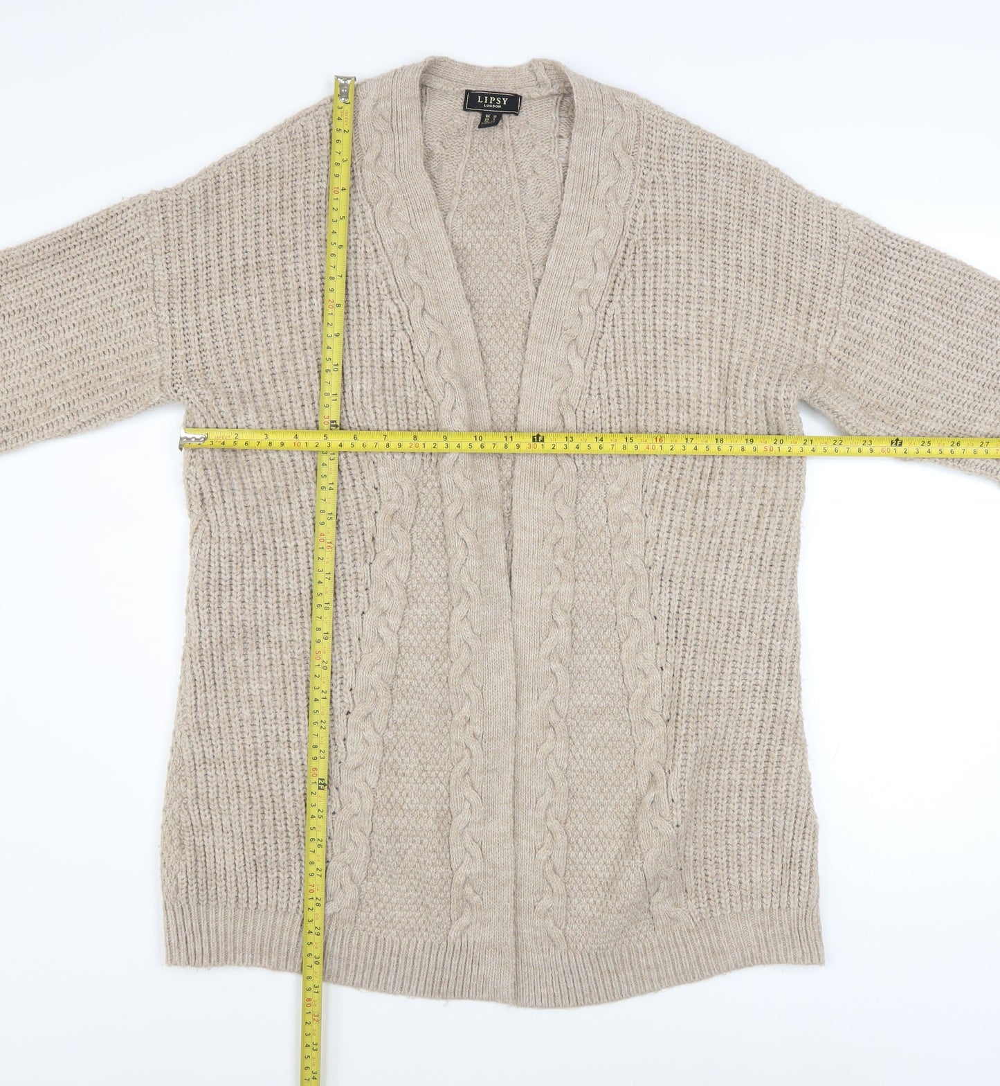 Womens UK Size 12 Lipsy Beige Cardigan Jumper