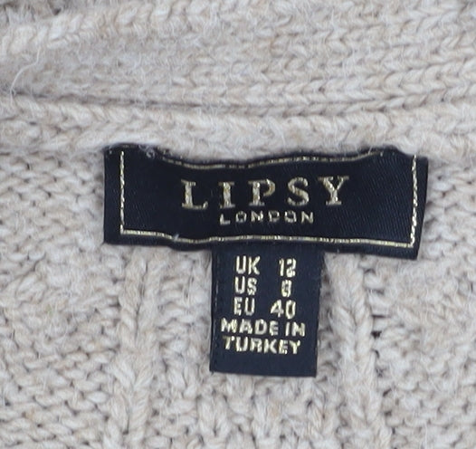 Womens UK Size 12 Lipsy Beige Cardigan Jumper