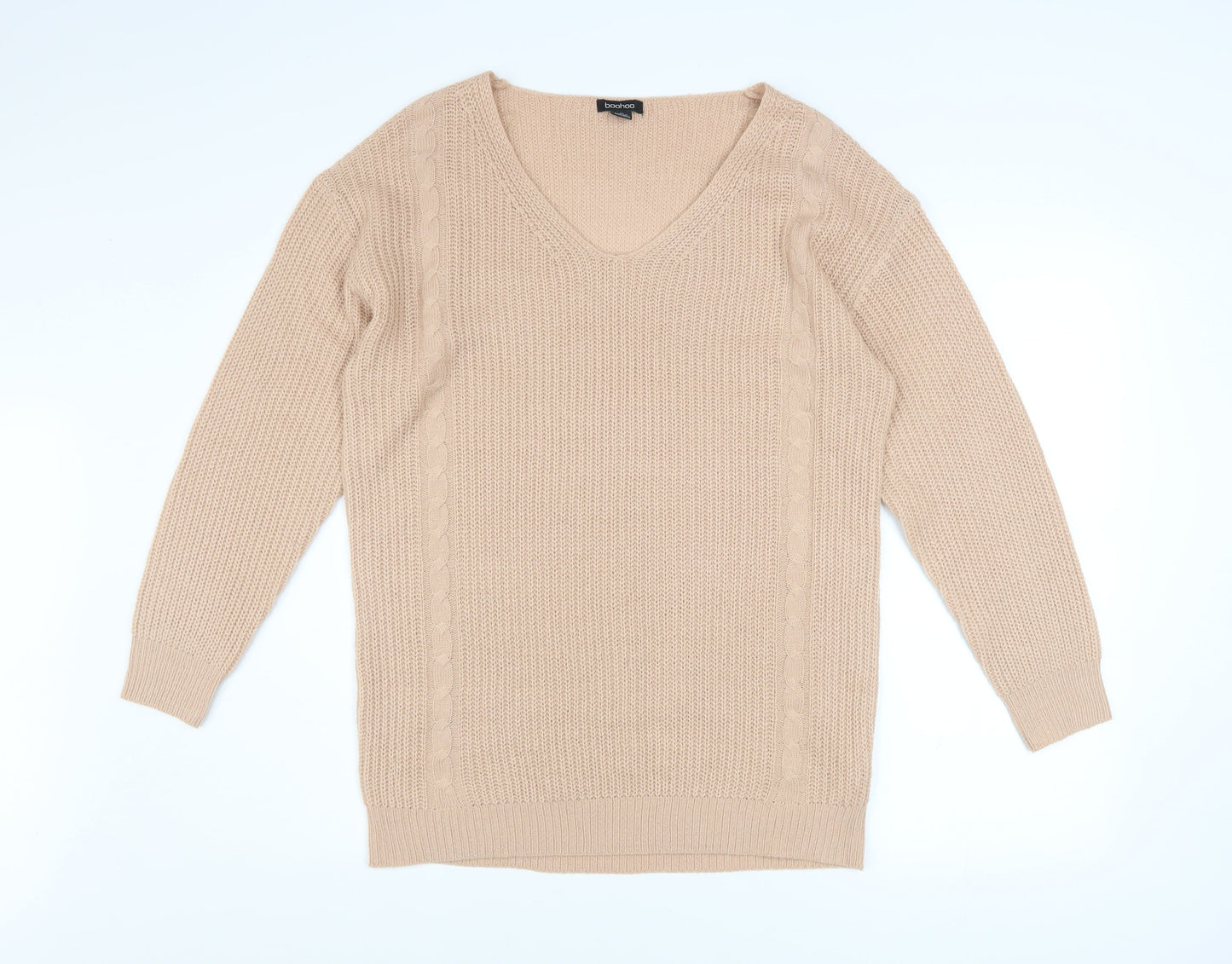 Womens UK Size M Boohoo Beige Pullover Jumper