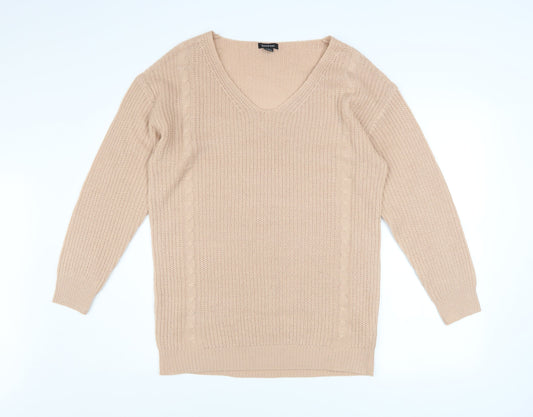 Womens UK Size M Boohoo Beige Pullover Jumper