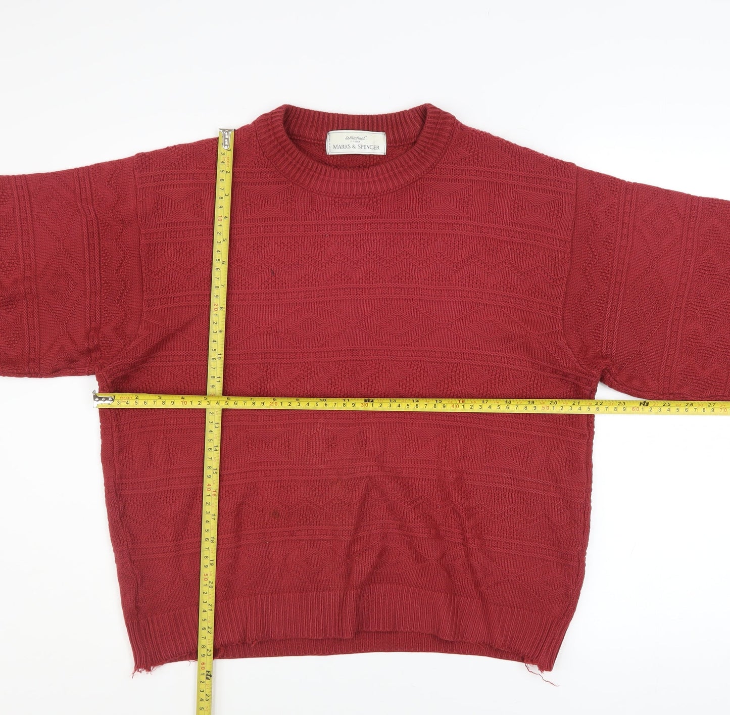 Mens UK Size S Marks and Spencer Red Pullover Jumper