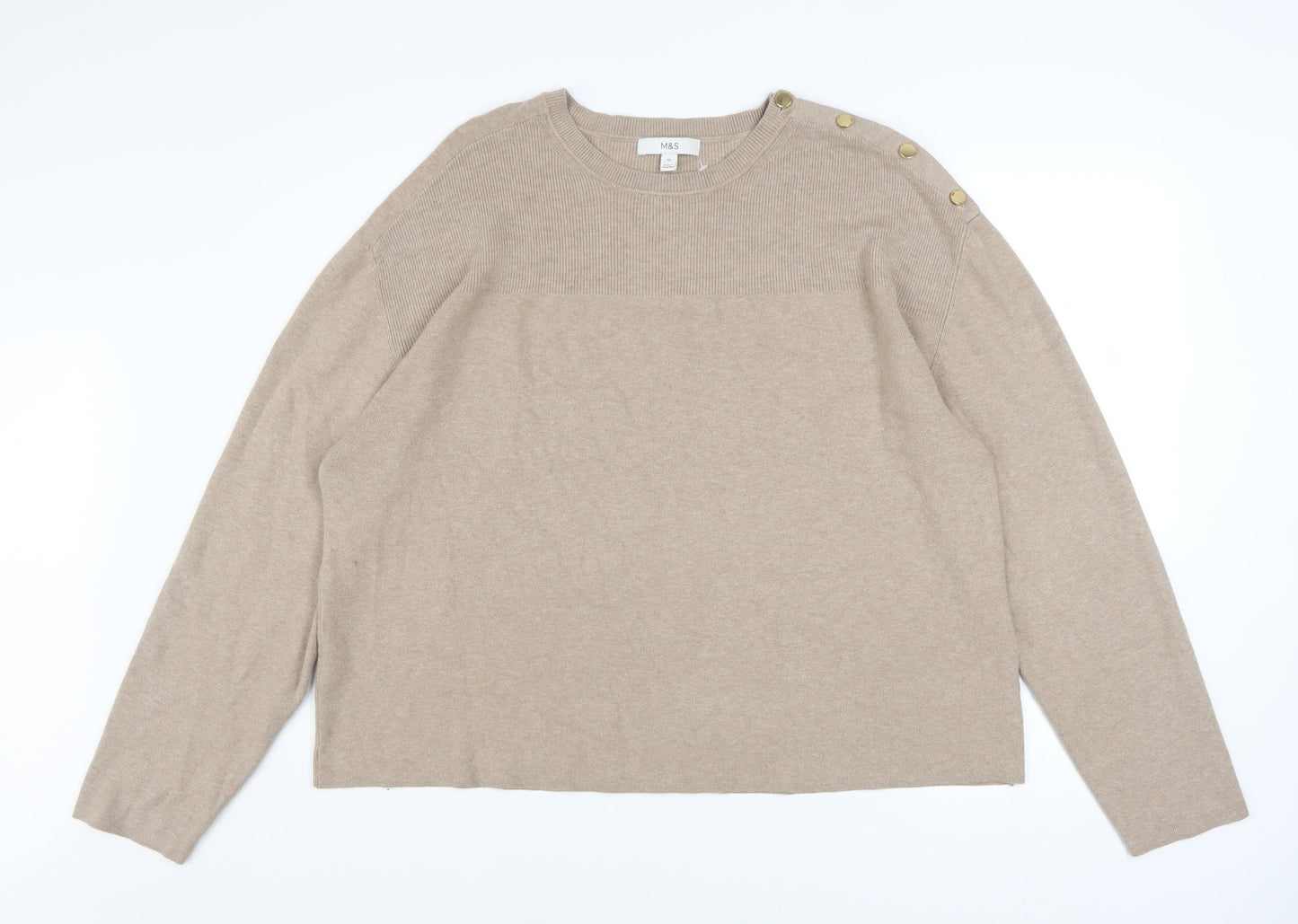 Womens UK Size XL Marks and Spencer Beige Pullover Jumper