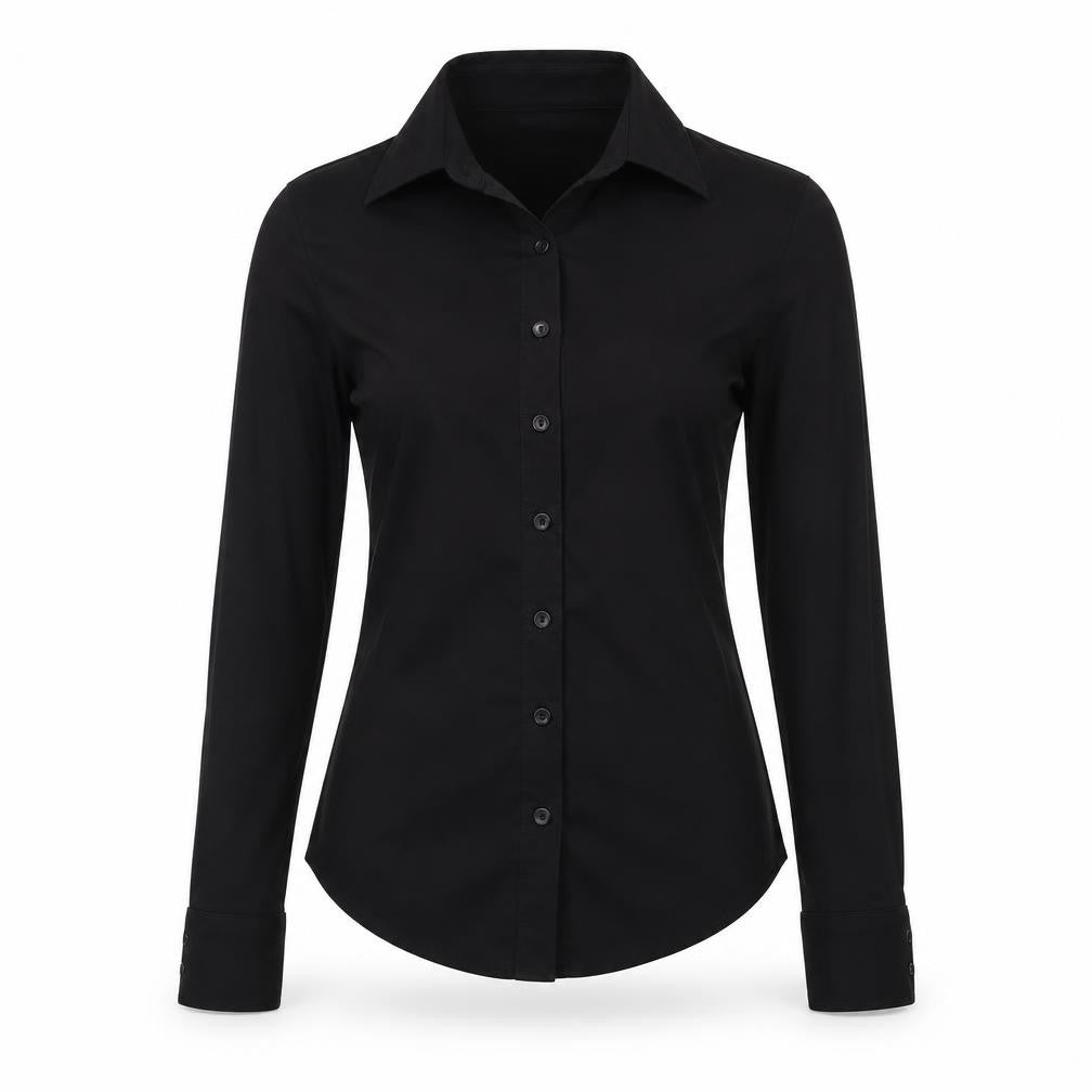Womens UK Size S Zara Black Basic Button-Up