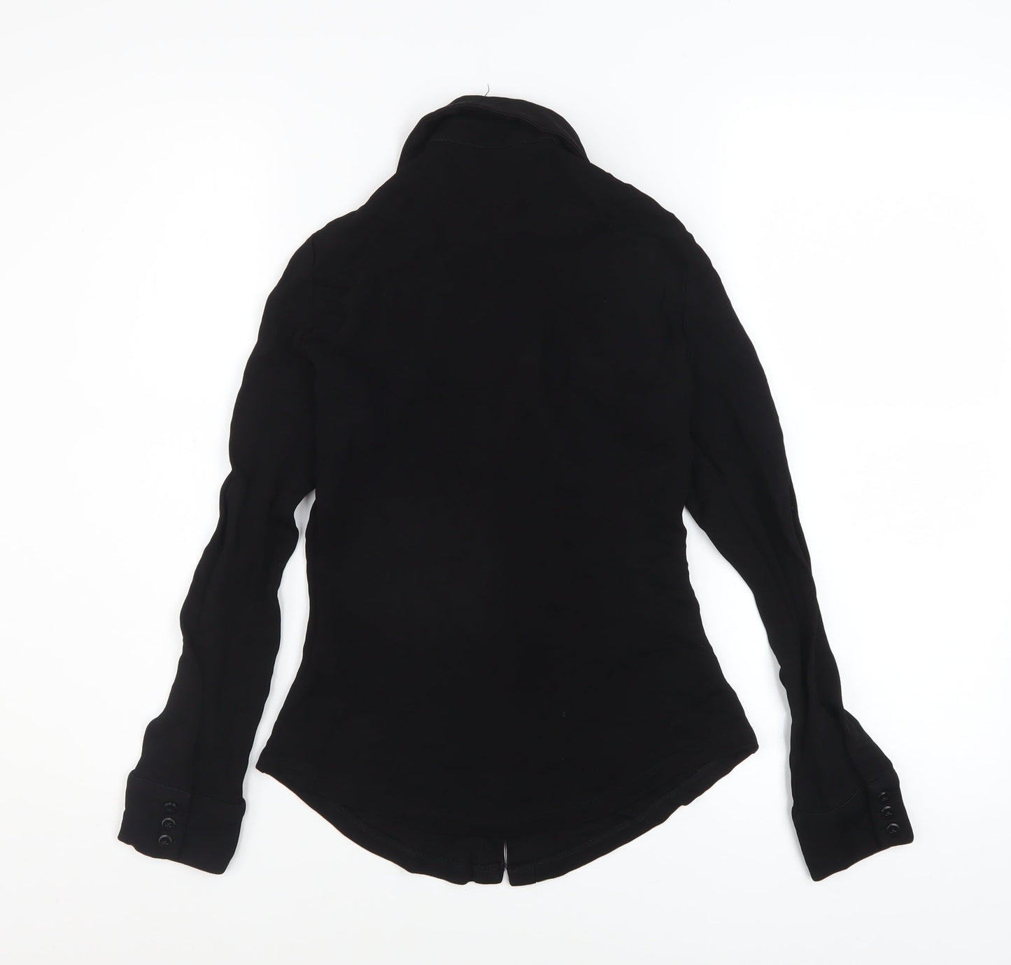 Womens UK Size S Zara Black Basic Button-Up